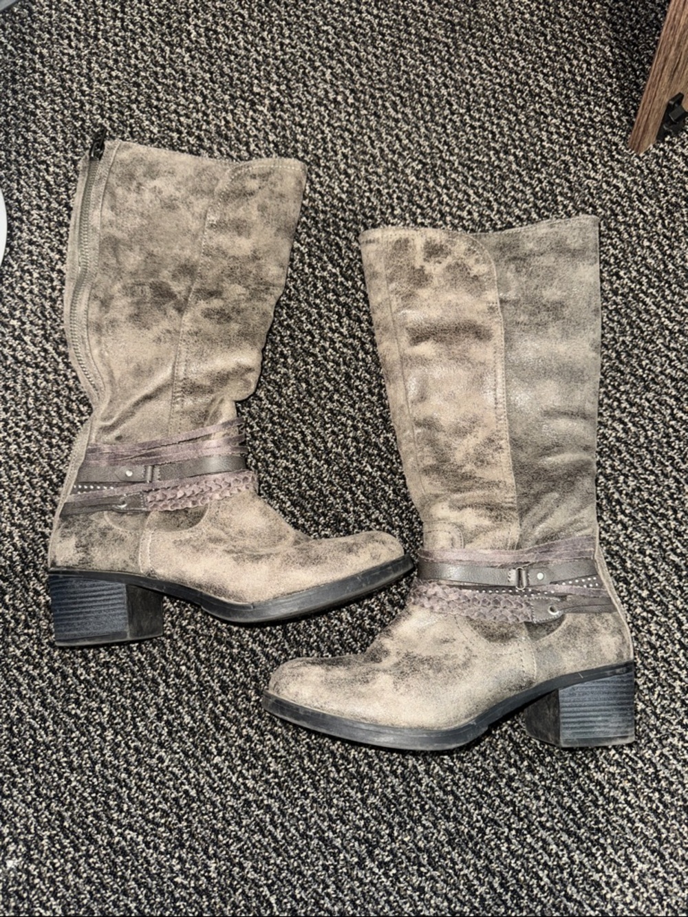 Women's Mid-Calf Taupe Suede Heeled Boots